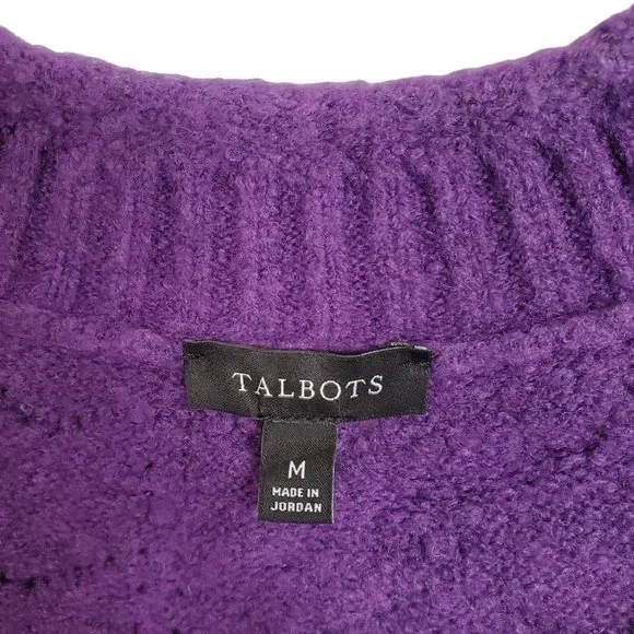 Talbots Size M Sweater Alpaca Wool Blend Soft Plush Cozy Roll Mock Neck Purple - Picture 4 of 8